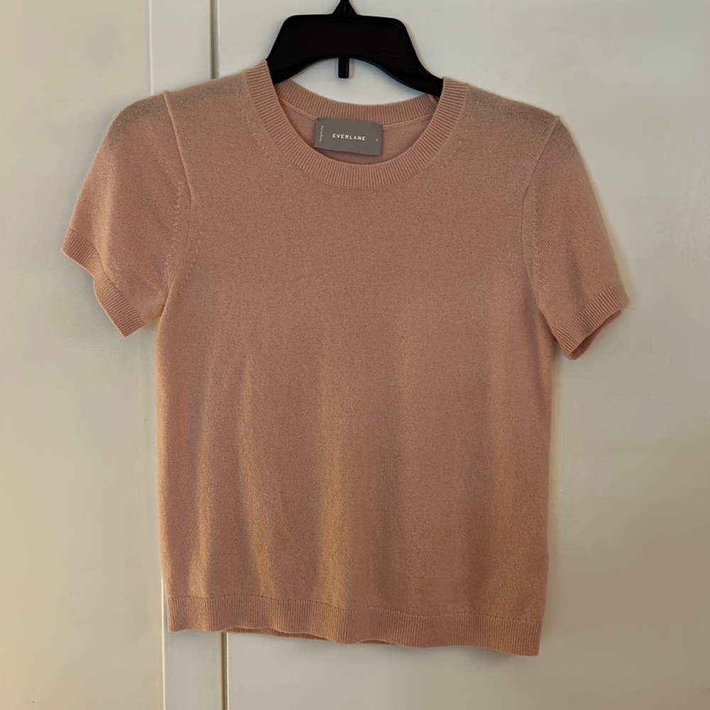 Everlane s cashmere tee sweater shirt sleeve blush pink classic